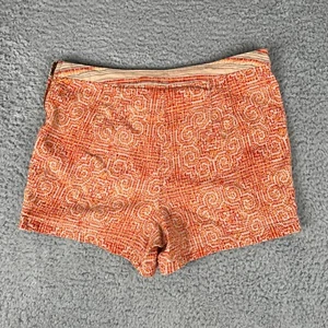 Free People Shorts Womens 6 Red Yellow Geometric Linen Blend 29x3 Side Zip Boho - Picture 1 of 13