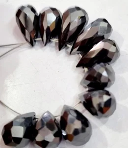 Cuentas facetadas de moissanita negra con forma de gotas para ojos de 32,68 quilates 10 piezas para regalo de boda - Imagen 1 de 3