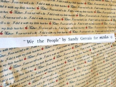 Vntg Sewing Fabric Moda Sandy Gervais "We The People" Cotton 1/2ydx45" Cotton - Image 1 of 4