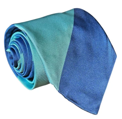 Corbata de cuello Peter Millar para hombre rayas azules y turquesas seda EE. UU. clásica como nueva Foto 1 de 4