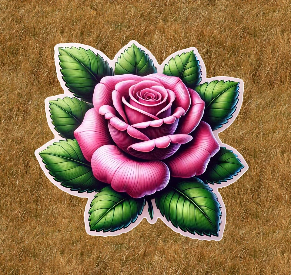 Beautiful pink rose 100% waterproof vinyl sticker decal - many sizes available - Image 1 of 1