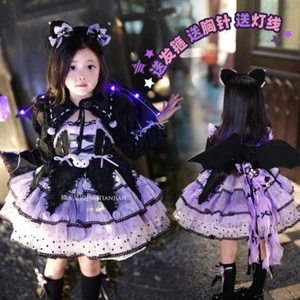 Cute Kuromi Girl Princess Dress Kawaii Kids Cosplay Costume Halloween Lace Dress - Picture 1 of 6