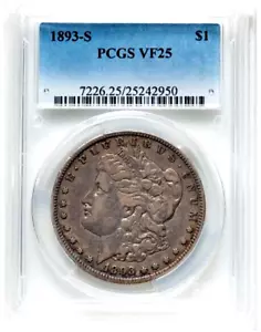 1893-S * PCGS VF25 * Silver MORGAN Dollar $1 $7,850++ The KING Antique-GRAY GOLD - Picture 1 of 4