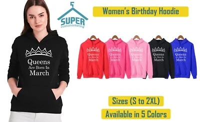 Tiara WHITE - Queens Are Born In MARCH HOODIE Sweatshirt Best Birthday - Image 1 of 2
