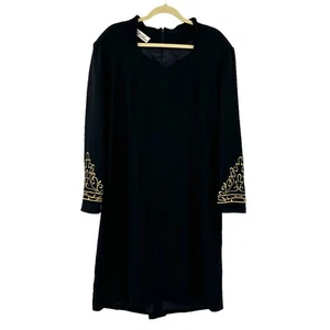 Vintage Lillie Ann Long Sleeve Shift Dress Lined NWT’s Wool Gold NOS Mod Whimsy - Picture 1 of 24