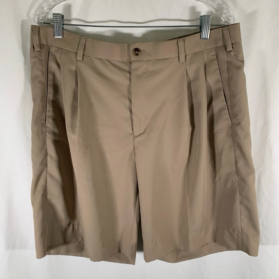 Pantalones Cortos de Golf Ping Para Hombre 36 Caqui Marrón Plisado Poliéster Bolsillos 9" Entrepierna Foto 1 de 4