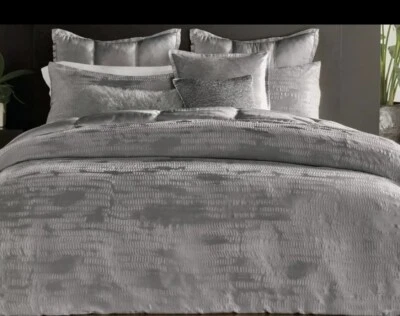 Donna Karan Home Vapor Collection SILK VISCOSE Duvet Cover PewterGrey Full Queen - Image 1 of 4