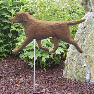 Chocolate Lab Retriever Outdoor Garden Dog Sign Hand Painted Figure - Picture 1 of 1