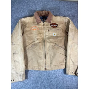 VINTAGE 90s Carhartt Jacket Mens 48 Brown Detroit Blanket Lined Full Zip Utility - Picture 1 of 12