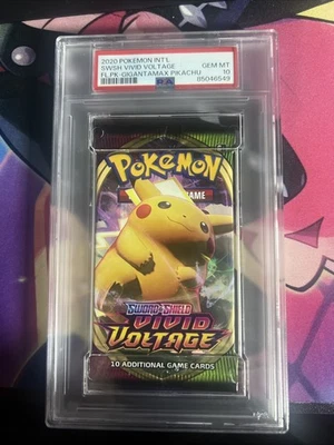 2020 Pokémon Int’l Swsh Vivid Voltage Fl.pk - Gigantamax Pikachu PSA Mint 9 - Image 1 of 2