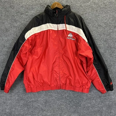 Jaqueta masculina vintage Ohio State Buckeyes GG vermelha preta iniciante de futebol zíper completo - Imagem 1 de 4