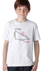 Find X Youth T Shirt Funny Variable Student Classroom Math Teacher Tee for Kids - Picture 1 of 8