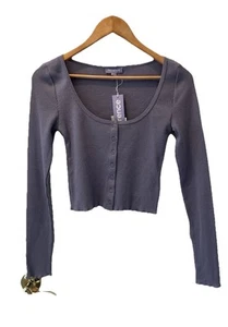 NWT Florence By Mills Ladies Crop Mirco Thermal  Sweater Size M Purple - Picture 1 of 11