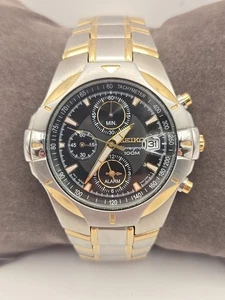 Vintage Seiko Chronograph 100m 7T62-06F0 Black Date Dial Quartz 40mm Men's watch - Picture 1 of 8