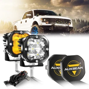 AUXBEAM 2pcs 3" LED Work Light White Amber Offroad Lamp+Cover For 99-06 Chevy - Photo 1 sur 12