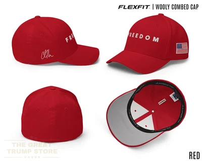 Camo Freedom Hat Charlie Kirk Signature Flex Fit Cap USA Flag Orange Embroidery - Image 1 of 4