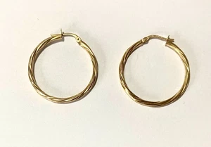 Pendientes de aro retorcidos de oro amarillo de 9 quilates con sello - Imagen 1 de 2