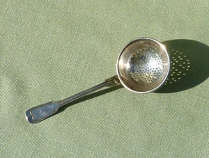 Teesieb, Puderzuckersieb, Sieblöffel, Spatengriff, Silberauflage, alt - Bild 1 von 4