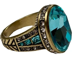 Anillo de cóctel Heidi Daus cristal ovalado azul agua talla 7 - Imagen 1 de 7
