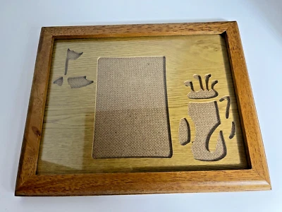 Bolsa de golfe tacos de golfe 3 colagem cortada em madeira moldura de pé 8 x 10 - Imagem 1 de 4