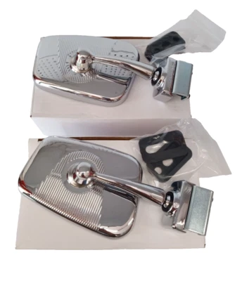 COPPIA SPECCHIETTI RETTANGOLARI CROMATI PER AUTO D'EPOCA attacco canalina - Imagen 1 de 4