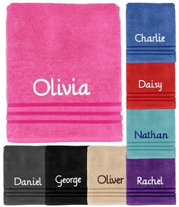 New EMBROIDERED PERSONALISED BATH TOWEL Ideal TOWEL SETS With ANY NAME - Picture 1 of 21