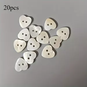 20pcs DIY Natural Shell 2-hole Flat Button Heart Garment Sewing Craft Accessory - Picture 1 of 13