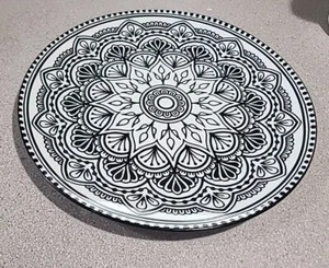 Royal Norfolk Black/White Art Deco 10 1/2” Dinner/Serving Plate - Picture 1 of 3