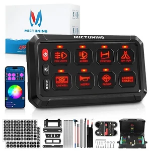 RGB 8 Gang Switch Panel On-Off LED Circuit Control For Jeep Off-Road UTV Marine - Picture 1 of 7
