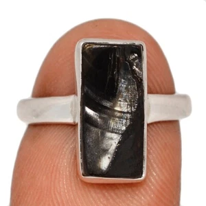 Natural Shungite 925 Sterling Silver Ring Jewelry s.6 CR68100 - Picture 1 of 1