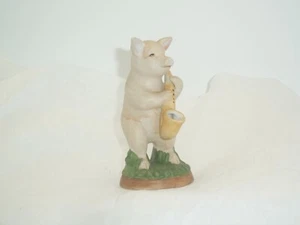 MILANO COLLECTIBLE PORCELAIN PIG FIGURINE W/ SAX BY EDA MANN 4" TALL VTG - Picture 1 of 7