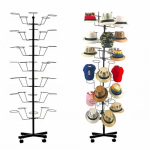 Sombreros giratorios de 7 niveles 35 con soporte para sombreros de piso de metal negro - Imagen 1 de 10