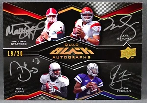 2009 UD Black Matthew Stafford Mark Sanchez Nate Davis Josh Freeman AUTO #19/20 - Picture 1 of 2