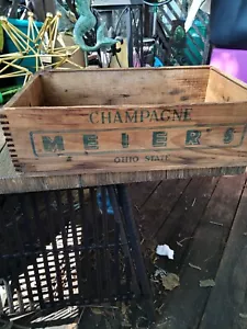 Caja de madera antigua rústica vintage de champán del estado de Ohio Wood Meier's - Imagen 1 de 9