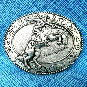 Broncho Buster Belt Buckle Fredric Remington Art Museum Western Scroll .PCB246 - Picture 1 of 7