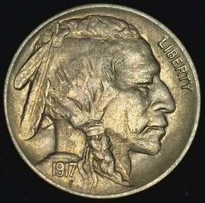 1917-P BUFFALO NICKEL ~ BETTER DATE ~ GEM CHOICE ABOUT UNCIRCULATED+++ - Picture 1 of 3