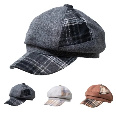 Sombrero Applejack estilo calidez invierno caxista newsboy de 8 paneles a cuadros para mujer Foto 1 de 4