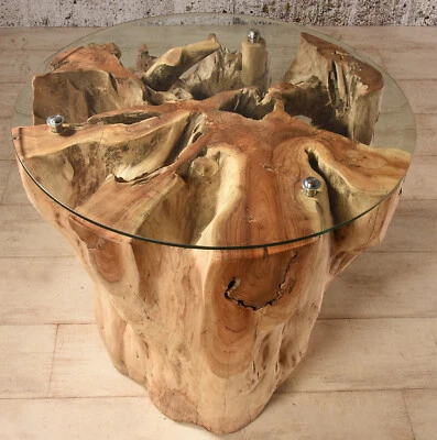 Teak Wurzelholz Tisch 70x70 Couchtisch Wohnzimmertisch Teakholz Massivholz Neu - Bild 1 von 4