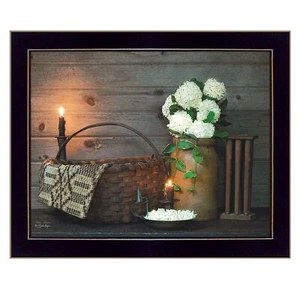 White Flowers 3 Black Framed Print Wall Art - Picture 1 of 1