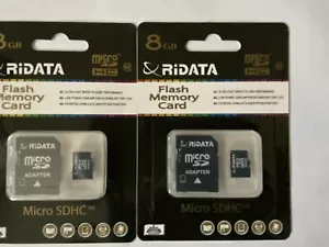 2-PK RiDATA Micro SDHC Class 10 8GB w/ SD Adapter - Picture 1 of 2