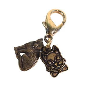 Cat Charm Clip Gold Tone Zipper Pull Purse Pendant Double Cat Charms Cut - Picture 1 of 11