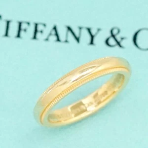 Tiffany & Co. Milgrain Band Ring size US3.75 18k Yellow Gold Auth w/Bag w1097-2 - Picture 1 of 5