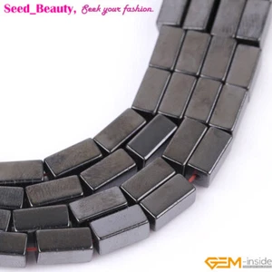 Natural Black Hematite Loose Cube Beads for Jewelry Making 15" No Magnetic 4x8mm - Picture 1 of 7