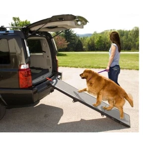 Pet Gear Full Length Tri-Fold Pet Ramp, Grey/Black With Safety Clip - Picture 1 of 6