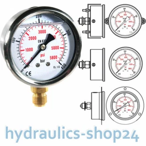 Edelstahl Glycerin Manometer Ø63mm, Ø100mm waagerecht - senkrecht G1/4 G1/2 - Bild 1 von 9