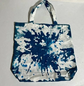 Baumwolle Canvas blau weiß Batik Beuteltasche Tasche wiederverwendbar Tasche leichte Handtasche 13x12x3 - Bild 1 von 9