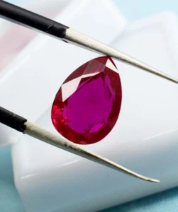 Piedra preciosa suelta certificada de 7-10 quilates rubí rojo sangre paloma birmana corte pera natural - Imagen 1 de 7