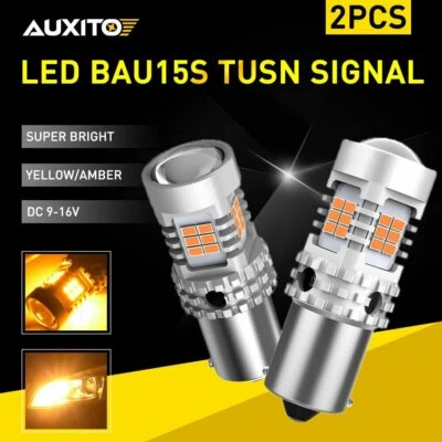 2x Error Free No Hyper Flash Amber Bau15s 7507 PY21W LED Light Turn Signal Bulbs - Image 1 of 4