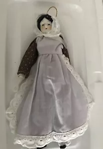 Christmas Vtg Porcelain Victorian Ornament Doll 7.5" Tall Silvestri Brown White - Picture 1 of 10
