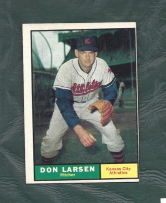 1961 Topps baseball card #177 Don Larsen Kansas City A's EXMT but... Miscut - Image 1 of 2
